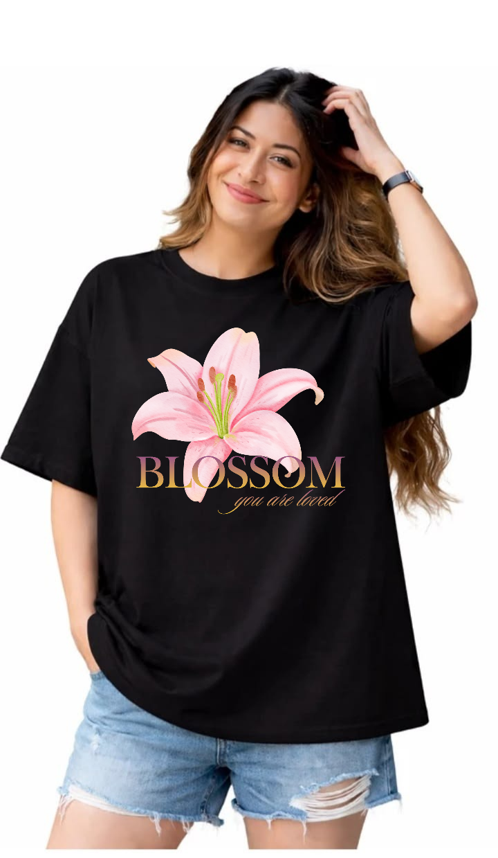 "Blossom: You Are Loved" Oversized Graphic T-Shirt – 240 GSM