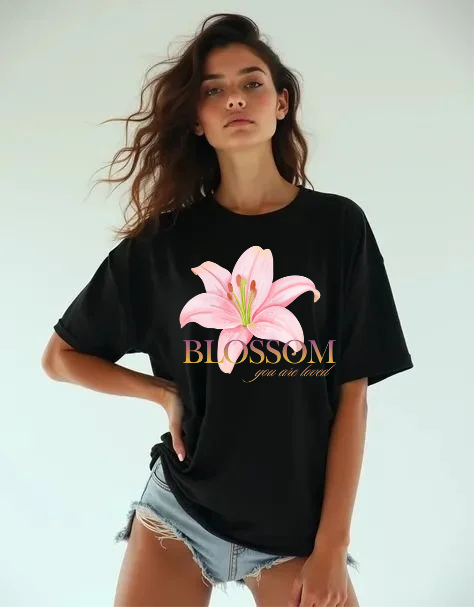 "Blossom: You Are Loved" Oversized Graphic T-Shirt – 240 GSM