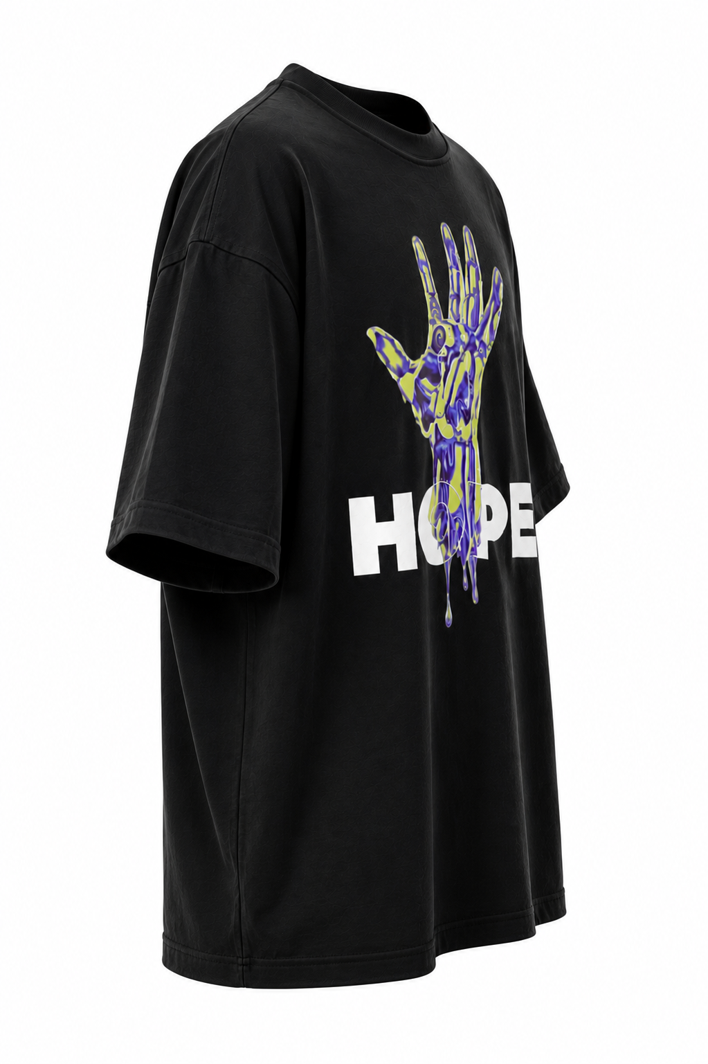 "HOPE" Dripping Skeleton Hand Graphic Oversized T-Shirt