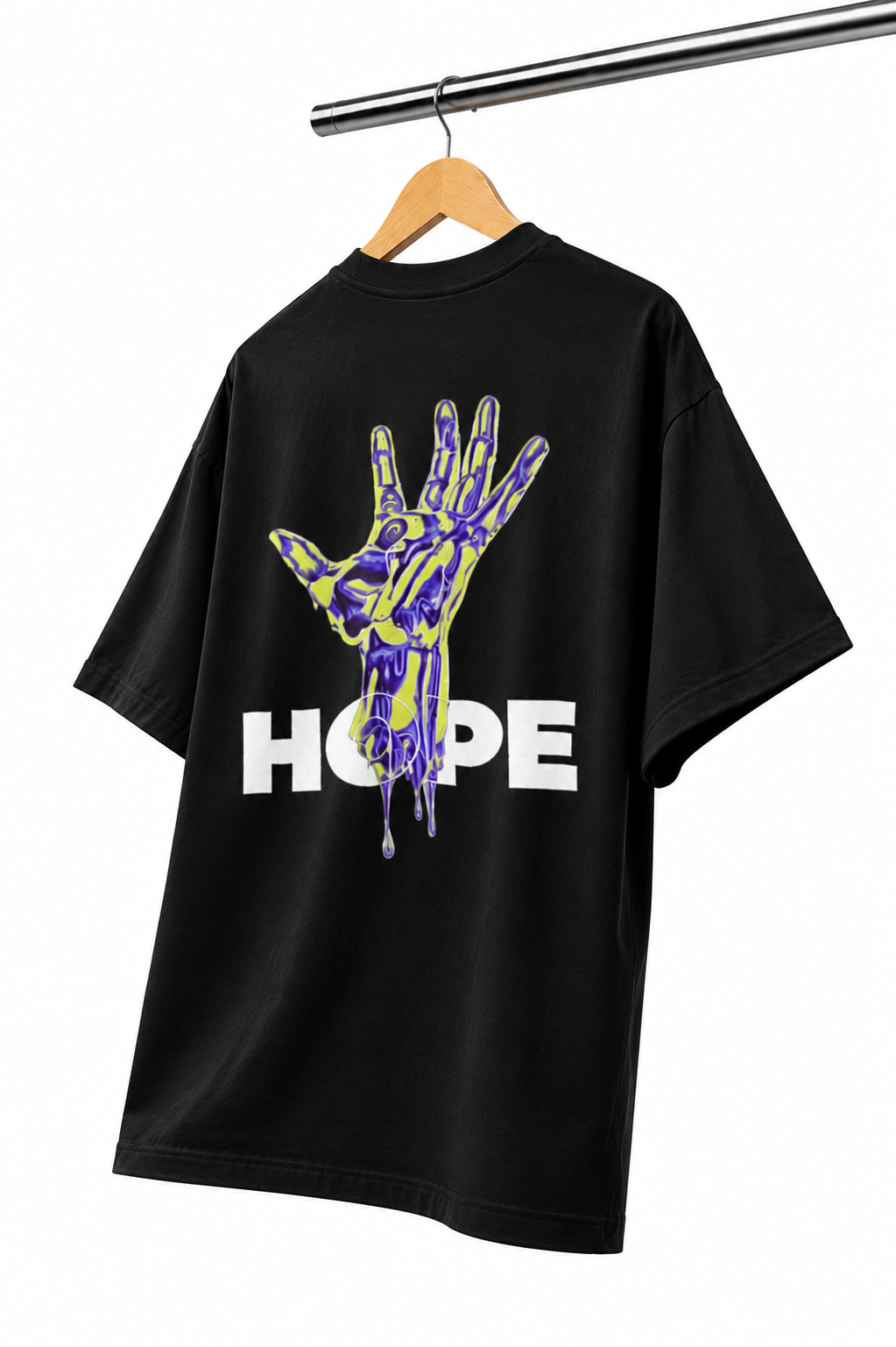 "HOPE" Dripping Skeleton Hand Graphic Oversized T-Shirt
