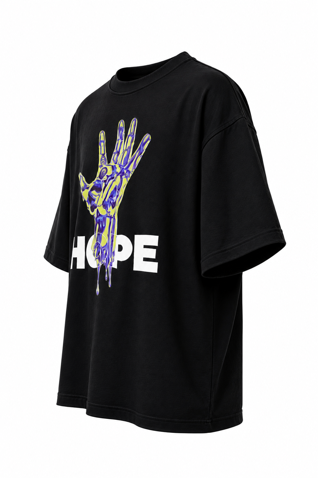 "HOPE" Dripping Skeleton Hand Graphic Oversized T-Shirt