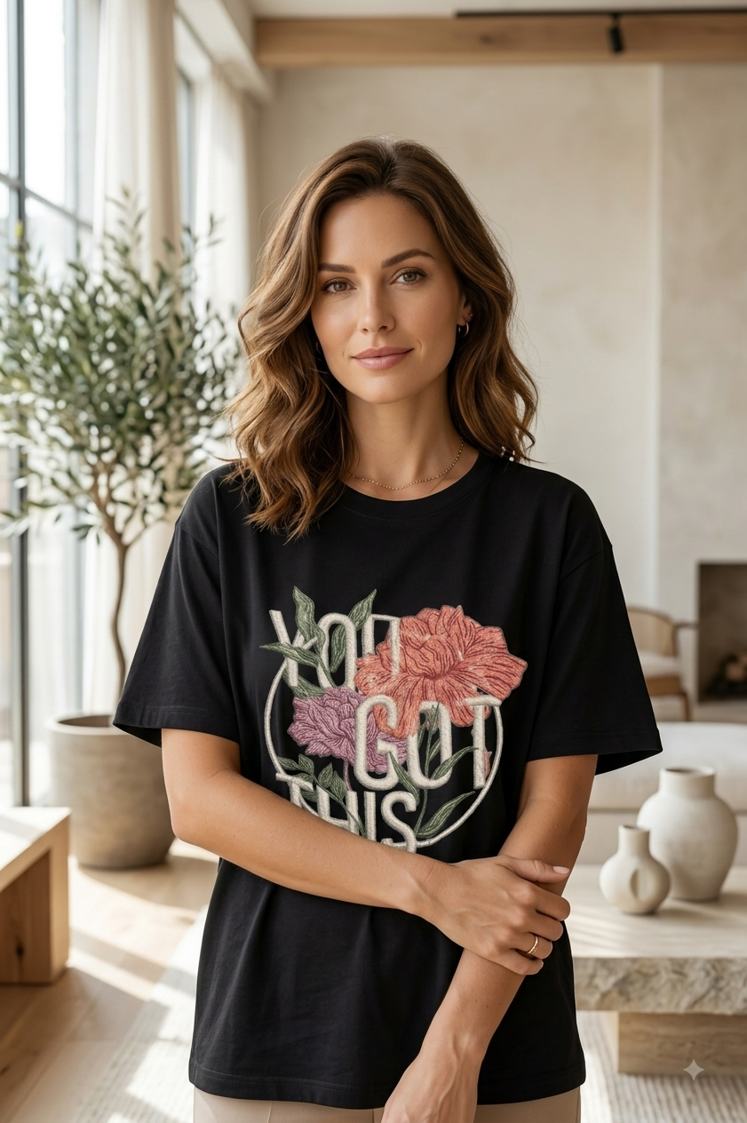 Floral Motivation” Oversized Tee Floral