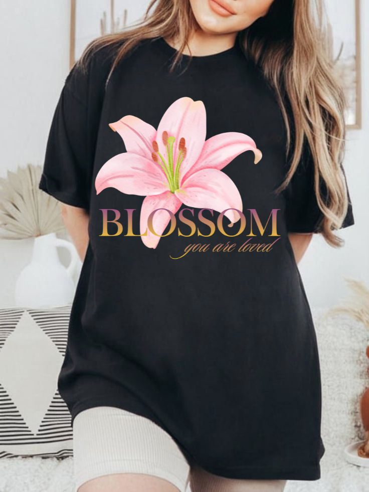 "Blossom: You Are Loved" Oversized Graphic T-Shirt – 240 GSM