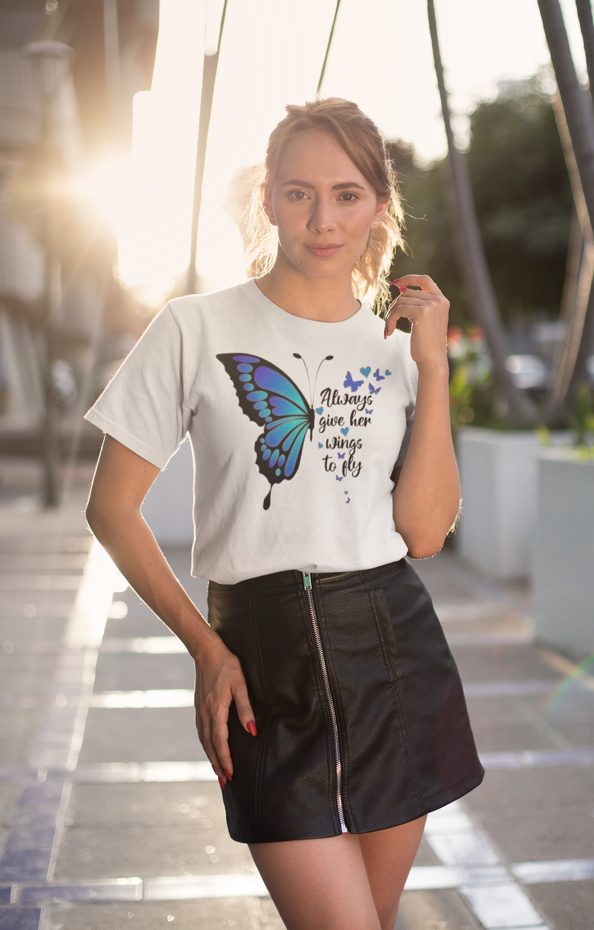"Wings to Fly" Butterfly Graphic Oversized Tee - 240 GSM