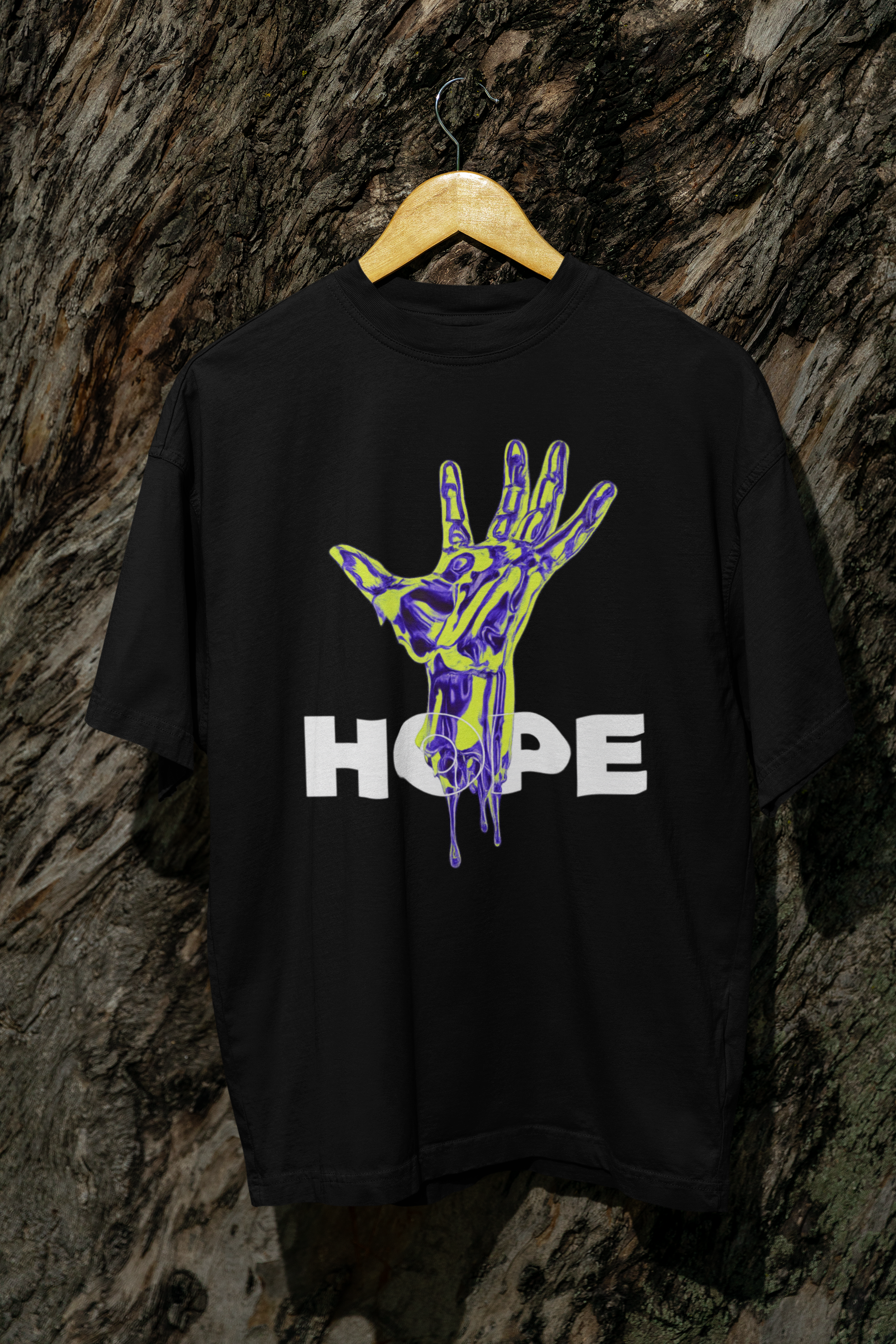 "HOPE" Dripping Skeleton Hand Graphic Oversized T-Shirt