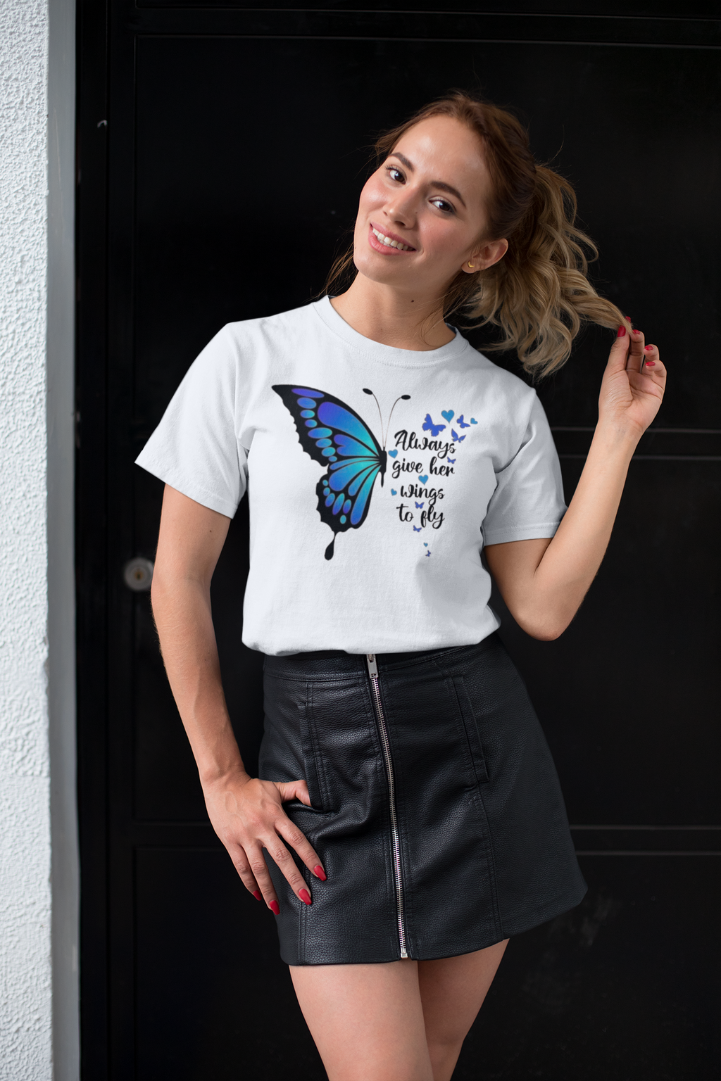 "Wings to Fly" Butterfly Graphic Oversized Tee - 240 GSM