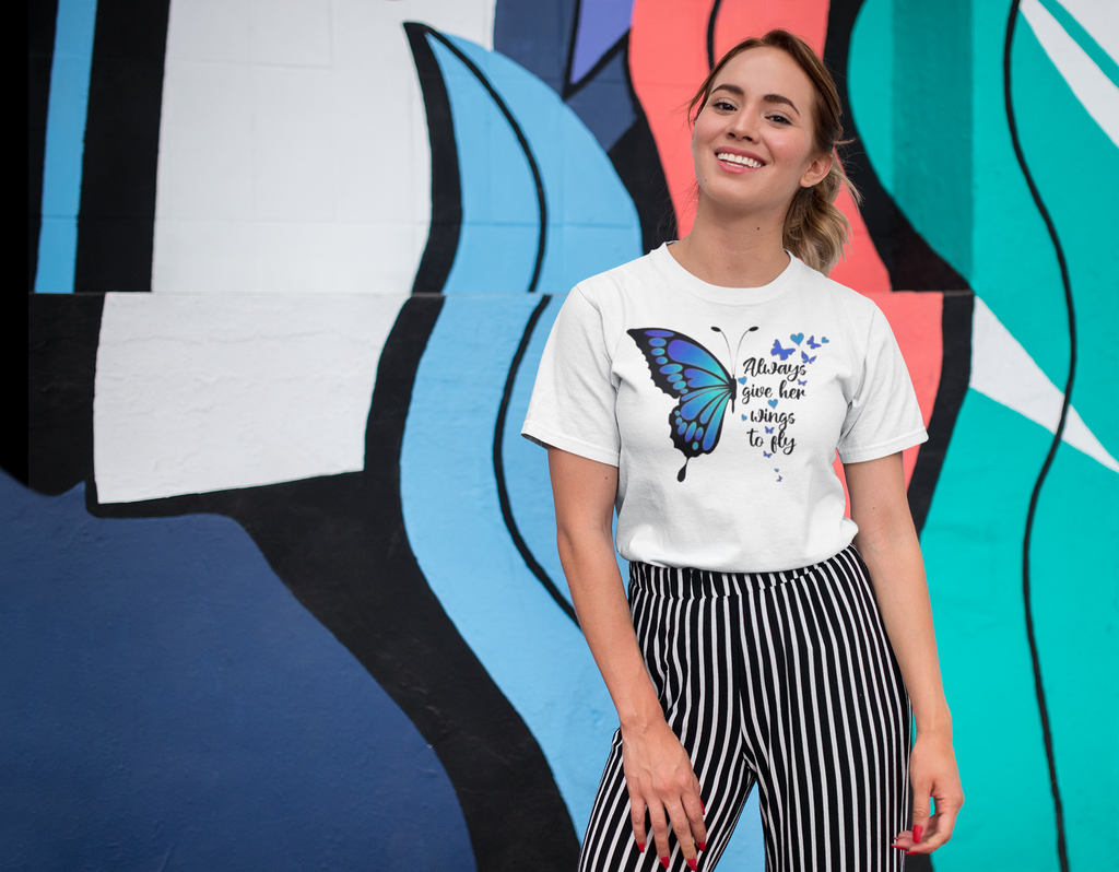 "Wings to Fly" Butterfly Graphic Oversized Tee - 240 GSM